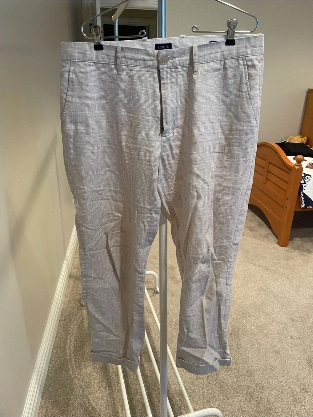 J. Crew Men's Light Gray Linen-Blend Chinos